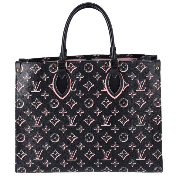 Louis Vuitton Onthego MM Monogram Tote Bag M46154 Noir Monogram Watercolor Pink - Picture 10 of 14
